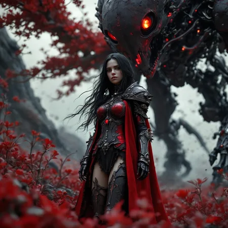 armavena girl death in a scarlet black cloak, very detailed, cinematic, darkness <lora:armavena:1>