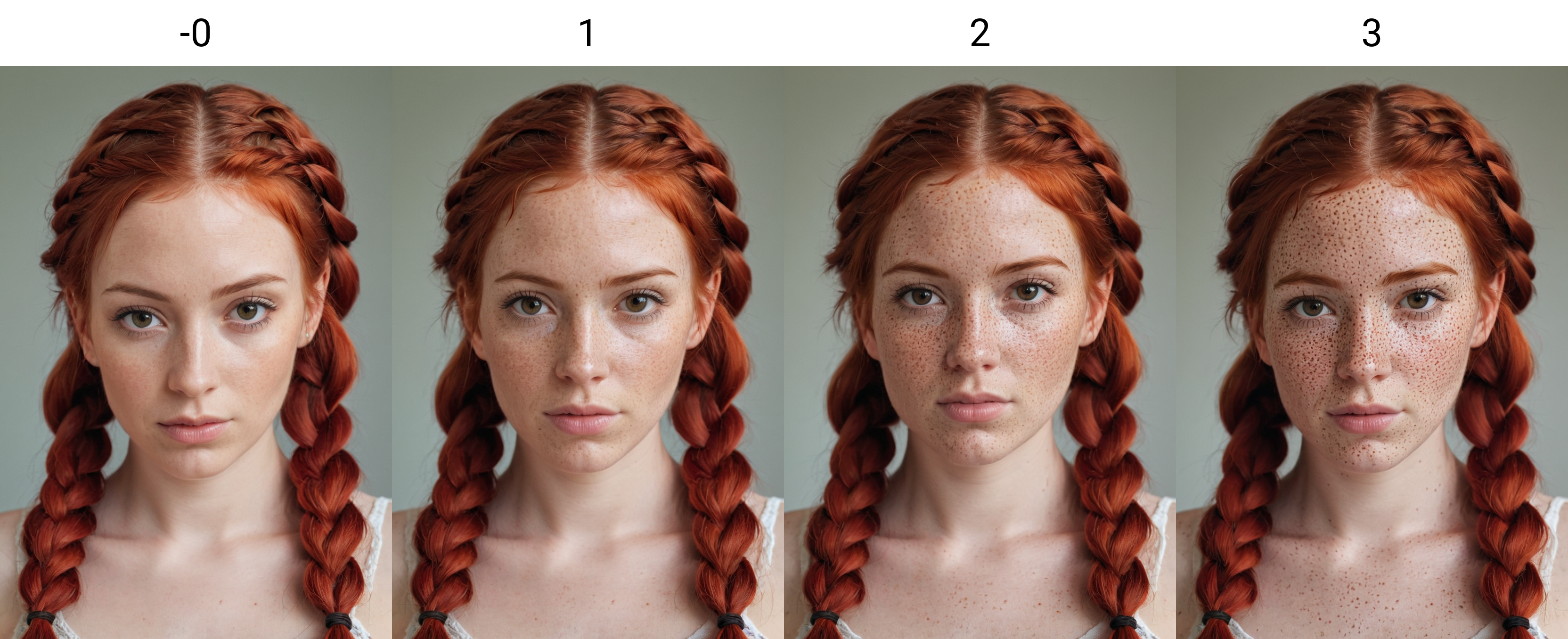 woman, portrait, <lora:Freckles Slider_alpha1.0_rank4_noxattn_last:-0>, ((red hair)), facing viewer, braided hair,