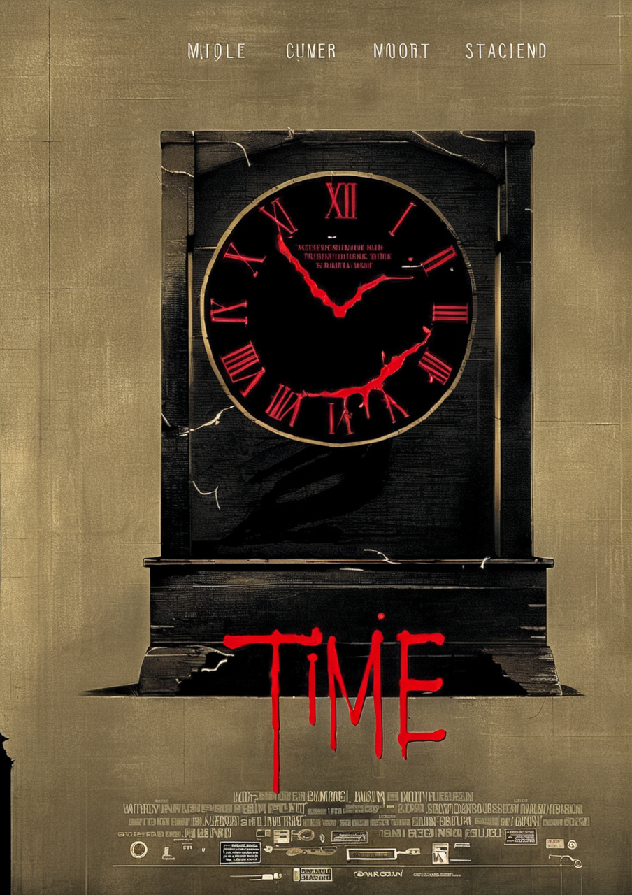 cinexart (title "TIME") demonic time machine, movie poster<lora:cinexart:1>