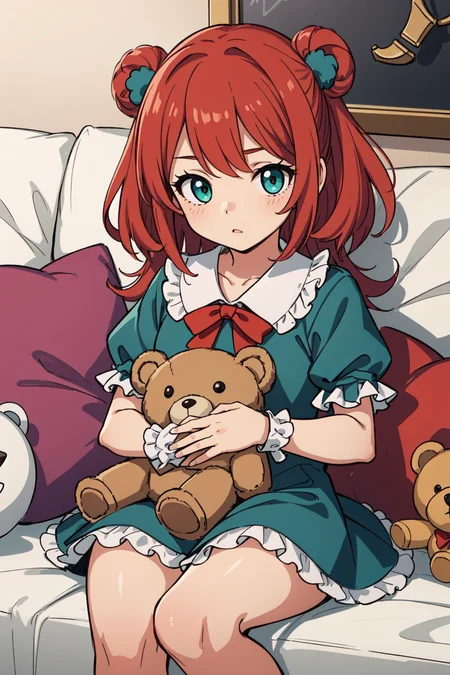 (masterpiece, best quality), intricate details,
1girl, <lora:annielol:1> annielol, annie \(league of legends\), AS-Youngest, (stuffed animal, teddy bear), red hair, green eys, purple dress with white collar and frilly cuffs,