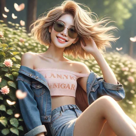 1girl, (cowboy shot:1.2), Chinese, smile, looking at viewer, (blonde hair, short hair, flowy hair, floating hair:1.1), Fit, Athletic, (SunGlass, off shoulder jacket, crop top, denim shorts, thighboots:1.2), Fixhand, nice hands, perfect hands, high detail skin, real skin, skin texture, (park, park bench, snow on grass, snowing, snowflake:1.4), (best quality, masterpiece, colorful, highest detailed), ultra detailed, 8k, (intricate details, hyperdetailed:1.15), (photorealistic:1.2), (raw photo:1.2), detailed, (official art, extreme detailed, highest detailed), soft nature lights, soft colors, (natural light, ray tracing, cinematic lighting, bloom, volumetric light),