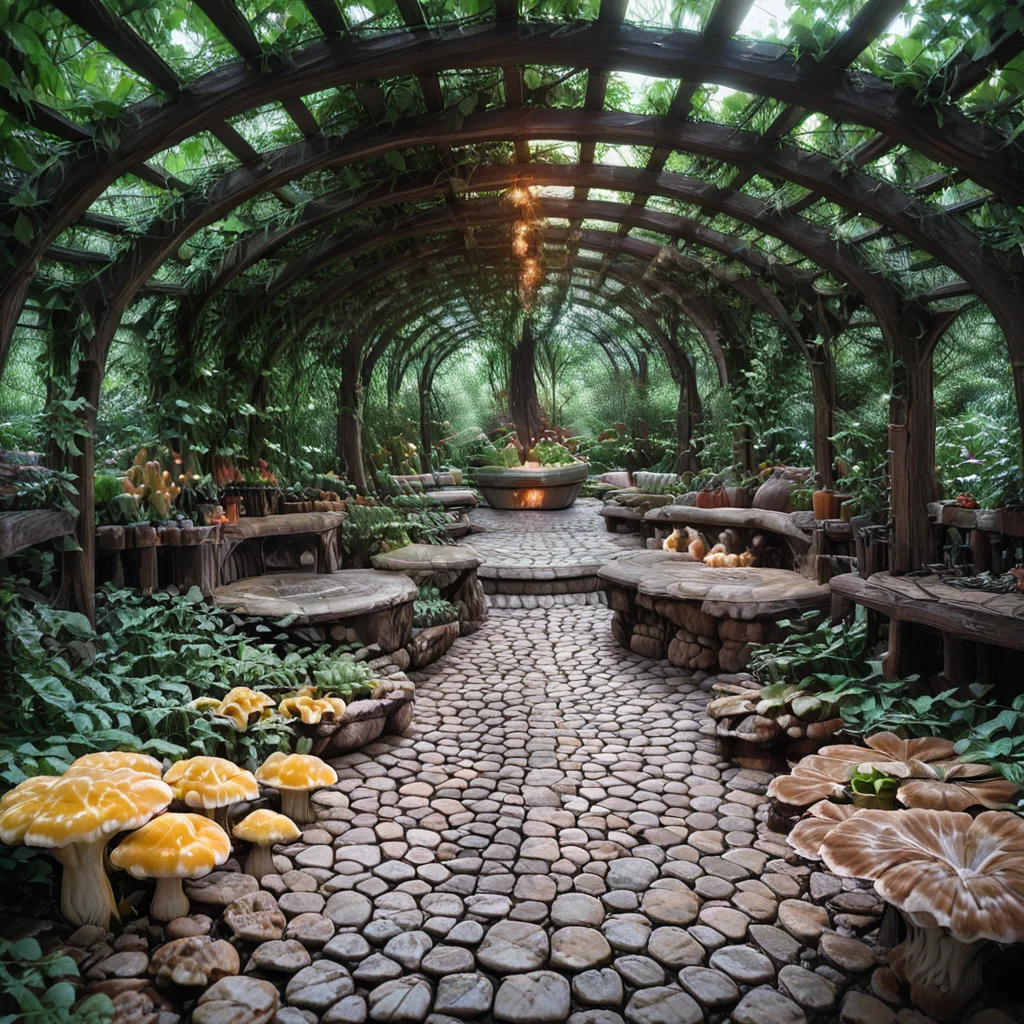 <lora:NatureArchitecture_IXL:1>masterpiece, best quality, (giant mushrooms), N4t4rch, submarine,cozy garden