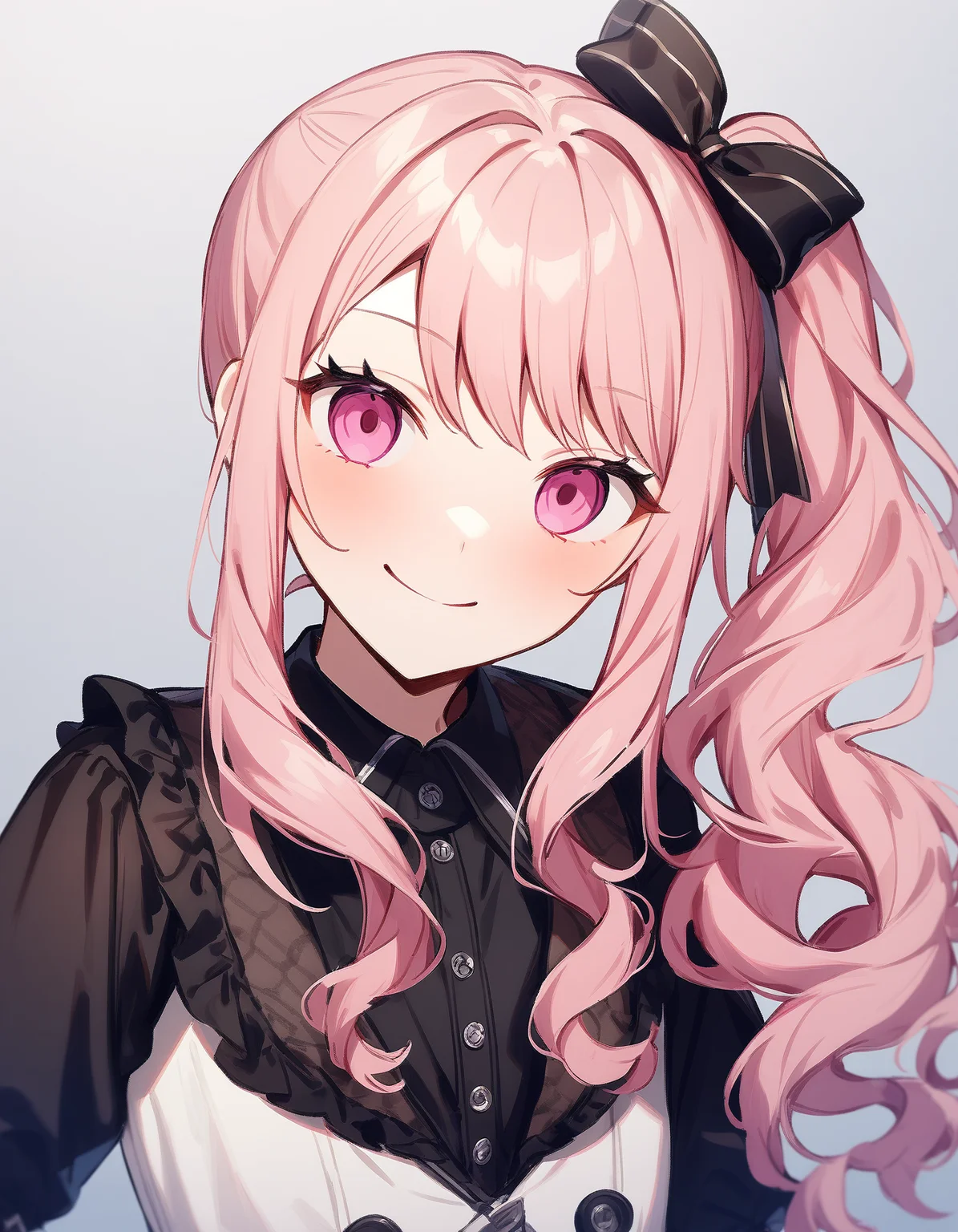 akiyama mizuki, project sekai, 1other, bangs, pink hair, androgynous, (flat chest), pink long wavy hair, sidelocks, (side ponytail), pink eyes, hair bow, hair ornament, side drill,
smile, (empty eyes, hypnotized eyes:1.1), looking at viewer,
masterpiece, best quality, very aesthetic, sensitive,
<lora:neg4all_bdsqlsz_xl_V91:1.0> <lora:emptyeyes_anmgn31_B:1>,