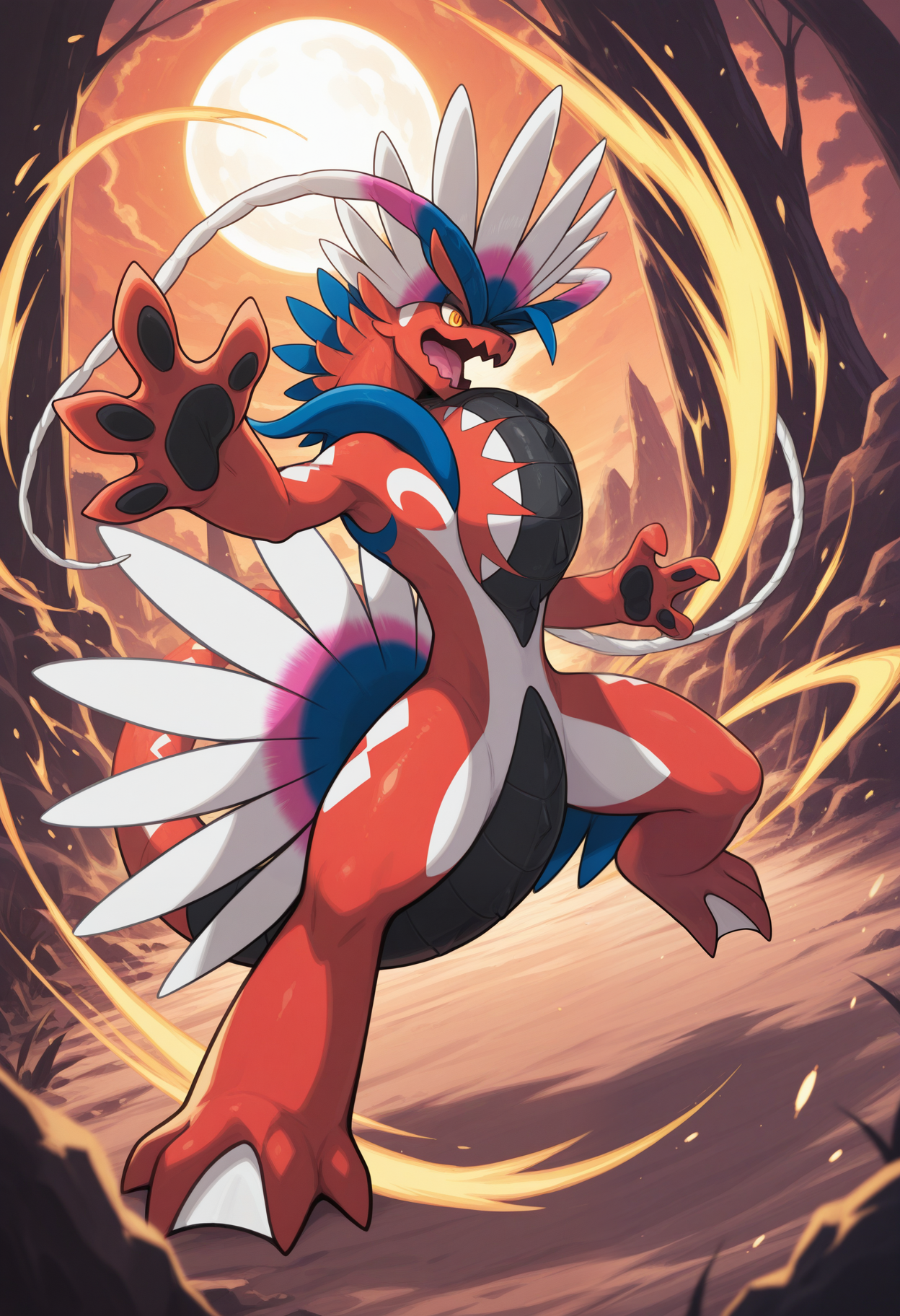 masterpiece,best quality,amazing quality, 1boy, solo, K0r41d0n, pokemon (creature), attack, full body,