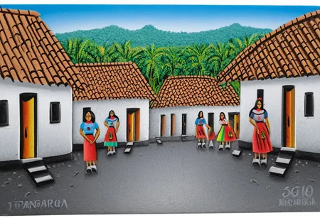 group people in the street, (Nicaragua Primitivism), high detail