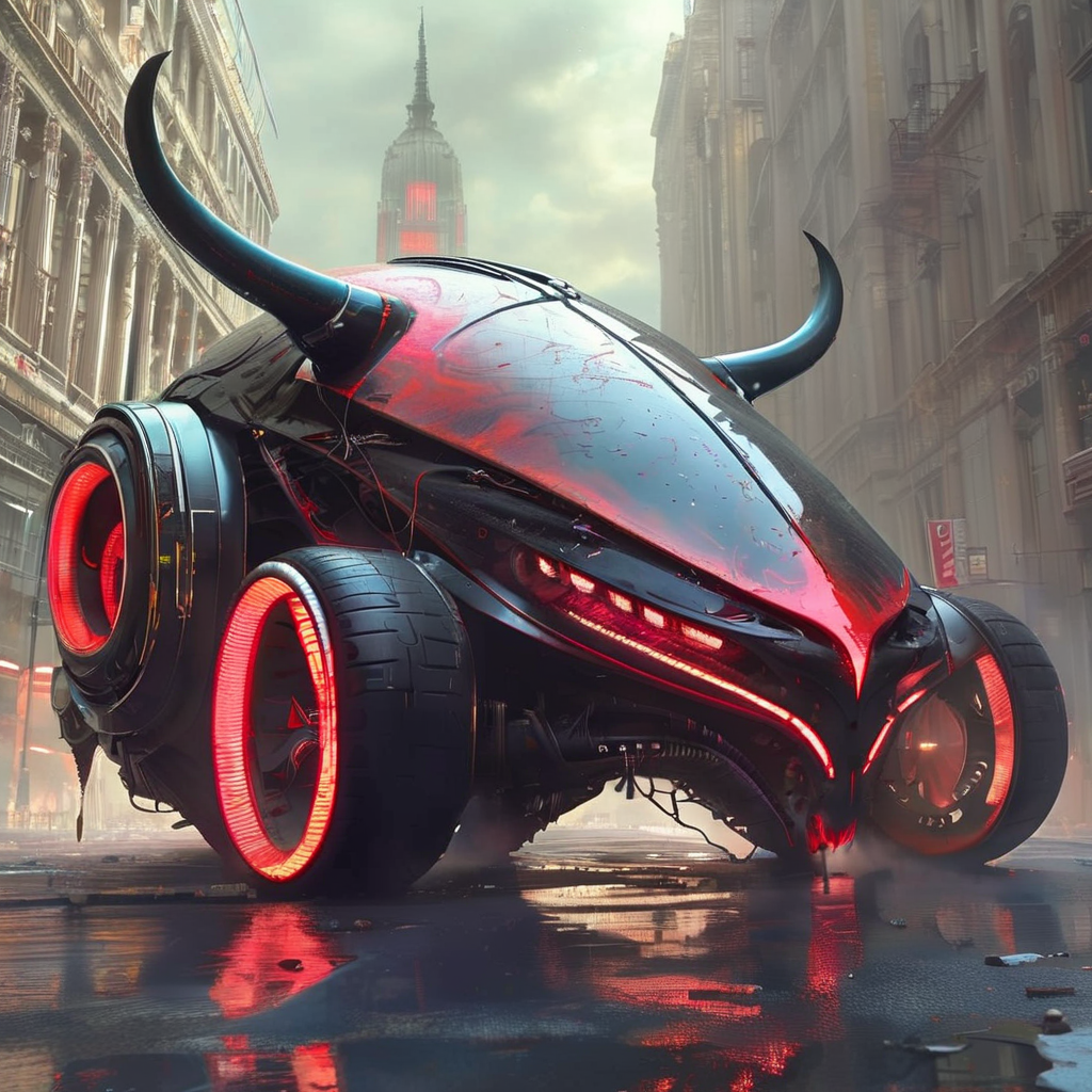 elysexa futuristic devil car in the big city, very detailed<lora:elysexa:1>