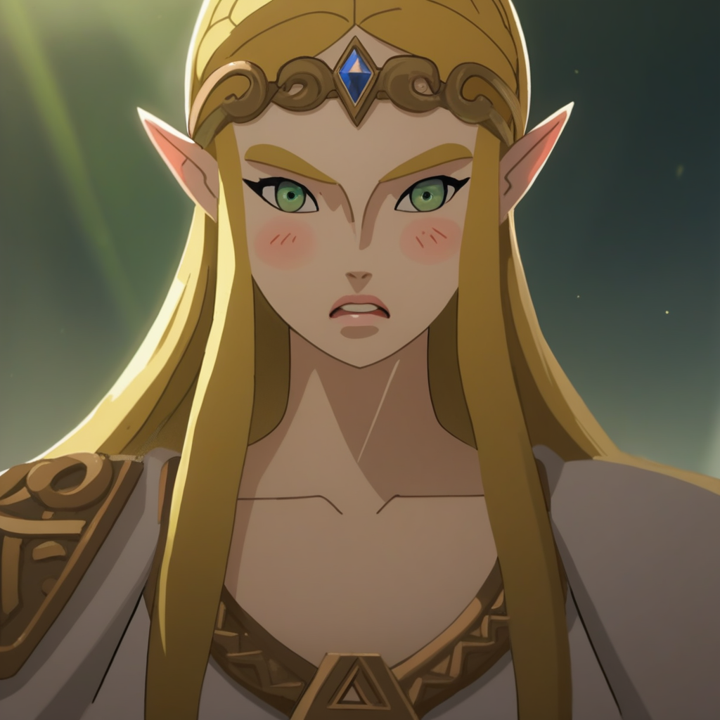 score_9, score_8_up, score_7_up,score_6_up, TW1L1GHT0FTH3G0D5, source_hentai, source_anime, masterpiece, 2D, Princess Zelda, lips, shiny_skin, sexy, modeling, posing, rating_explicit, blonde hair, green eyes, embarrassed, wince, blush, blonde pubic hair, uncensored, pussy, pussy juice, source_anime,