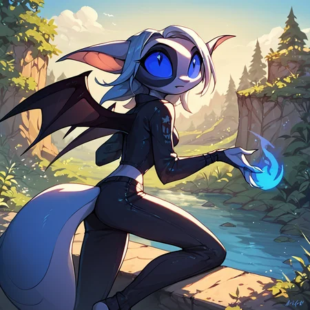 score_9,score_8_up,score_7_up,
wisp,
1girl, bat wings,tail,solo,blue sclera,solo,blue sclera,outside,
,<lora:wisp_pony:0.8>,