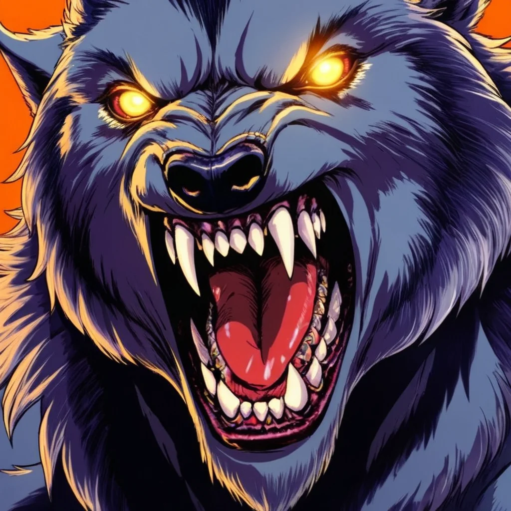 anime artwork of  <lora:Werewolf style:1.2>
a close up of a scary manga werewolf with its mouth open Werewolf Style, anime style, key visual, vibrant, studio anime,  highly detailed