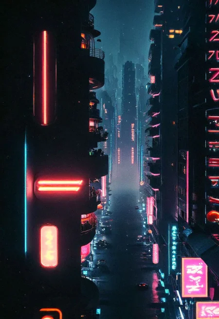 Late night in the street of a neon-lit city, Hitori Gotoh walks through the streets of a cyberpunk city, solo focus, focus on female, close up shot,