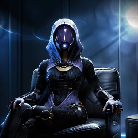 ethereal zavy-tali mask-on novuschroma85 style <lora:novuschroma85 style:.6> Basic Instinct Pose, B4sic1nstinctP0se, basic_instinct_(movie), looking at viewer, facing viewer,sitting, crossed_legs, on_chair, three fingers