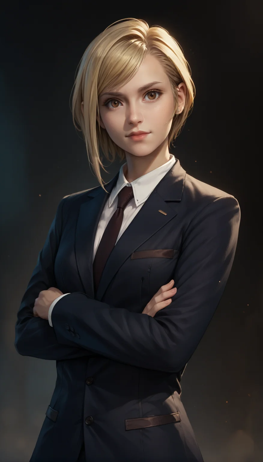 score_9, score_8_up, score_7_up, rating_safe
<lora:ElenaFF7Rebirth-10:1> el3nar3b1rth, 1girl, brown eyes, blonde hair, suit, arms crossed, (smile:0.2)