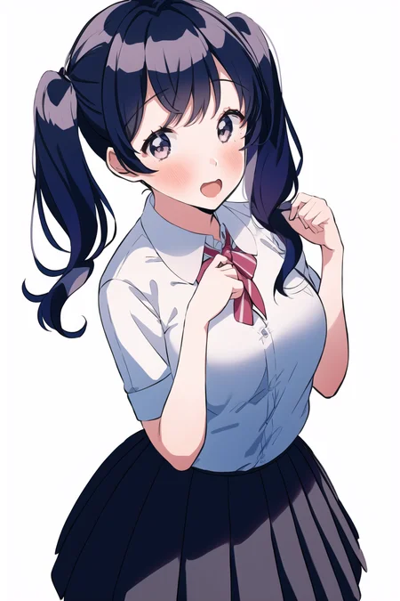 1girl, upperbody, twintails, collared shirt, pleated skirt,
<lora:HanakoStyle:1>