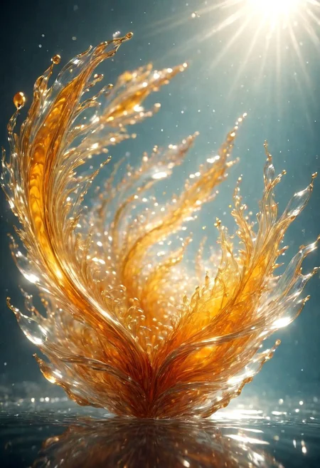 An abstract shape, amazingly fluid, made of glass, detailed, 3d fractals, light particles, water drops, shimmering light, surreal, ink, smooth, shimmering, glow, cinematice contrast, Glow, backlight
16k