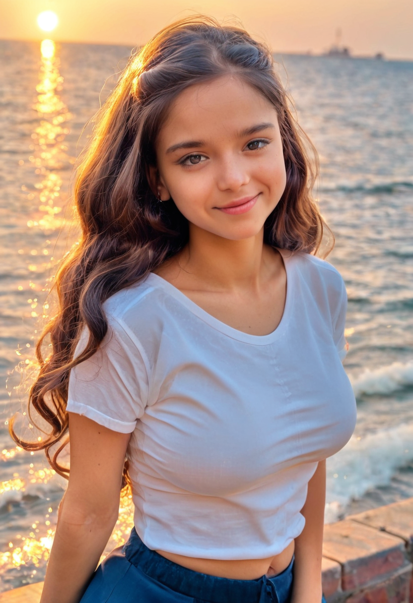 score_9, score_8_up, score_7_up, BREAK 1girl, hair, college student, gorgeous girl, cute face, cute girl, long wavy hair, detailed face, large breasts, large wide hips, athletic, toned, curvy, ocean, beautiful woman's face, looking at viewer, ultra realistic, hyper realistic, (bokeh background), pose, sexy pose, (pale skin:1.4),<lora:khushboo_v-000008:0.8>, khushboo,<lora:Smooth_Booster_v2_1371899:0.8>