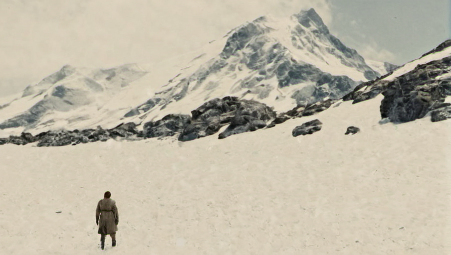<lora:Roger_Deakins_Cinematography_XL:1>, Indie, mountain snowy,, movie still, Science Fiction Genre