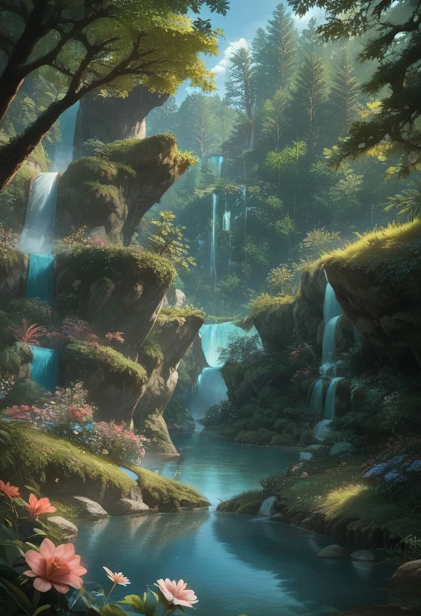 cartoon_furry, score_9, score_8_up, score_7_up,
rating_safe
hyperdetailed, hyperrealistic, 8k, high quality, hi res, best quality, high quality, absurd res, natural lighting, intricate, soft warm lighting, source_anime,
scenario, beautiful forest,waterfall, river, trees, shrubs, flowers