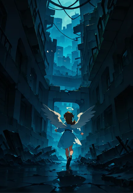 1girl, (angel), grey wings, bright halo,  brown hair,  long hair, messy hair,         
BREAK   1girl, standing, arms Stretched Up, Armpit Crease,         
BREAK                   white dress, long sleeves,  ruin church, broken building, blood,       
BREAK general, masterpiece, best quality, absurdres, highres, newest, <lora:Alcedinidae_v1.2:0.8>