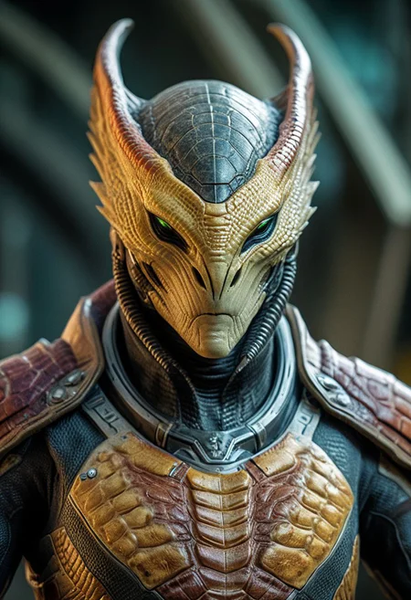 ultra realistic, realism, reptilian alien, Genestealer, cinematic, , wearing leather science fiction armor, without helmet, no helmet , volumetric lighting, realistic subsurface scattering  , cinematic low-key portrait photography, hyper detailed, texture, 8k, HD, UHD, perfect texture, featured on Artstation, top of Pinterest, exudes confidence and power, talons, claws, Crotalidae