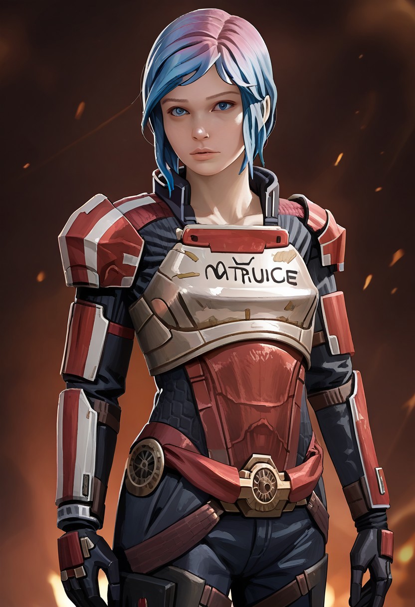 (score_9, score_8_up, score_7_up), rating_safe,1girl, life is strange, Chloe Price, N7 armor,