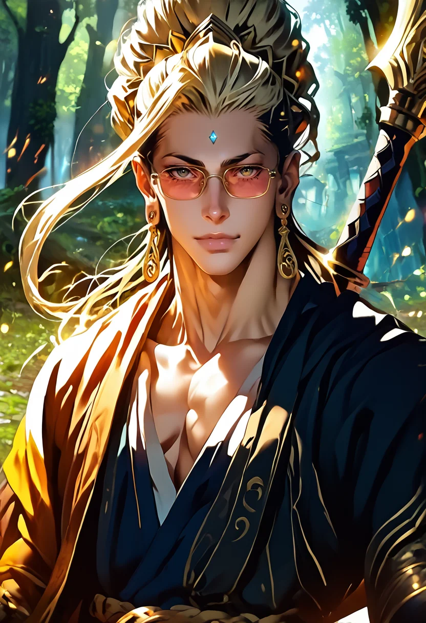 source_anime, (masterpiece), (best quality), score_9, score_8_up, score_7_up, (masterpiece:1.2), (best quality:1.3), <lora:Buddha_Record_of_Ragnarok-000005:0.8> 1boy, bdha_ror, glasses, jewelry, upper body, facing viewer, long hair, blonde, masterful composition, dynamic movement, low-key lighting, lo-fi, glow, dynamic cinematic lighting, ray_tracing, global illumination <lora:Anime Style (Vauxz) PONY:0.8>, <lora:Ayuli2424PDXL32v0.901tx1:0.55> a0b, in The Haunted Marsh background