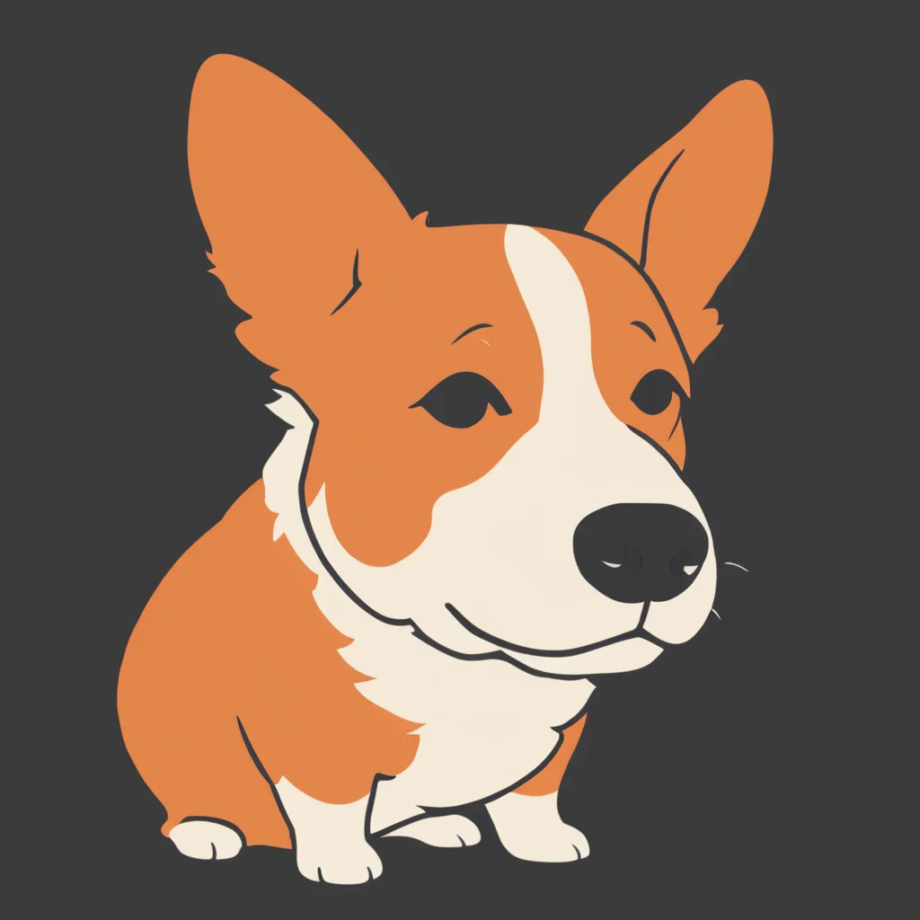 <lora:TF2_Achievement_style:1> (minimalistic:1.5), front view, empty background, orange-grey-white palette, dog, sad corgi, simple:1.5, sticker