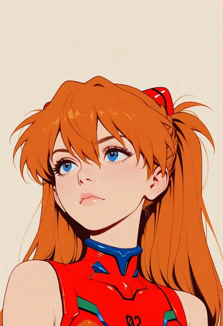 HDR, 8K, high contrast, masterpiece, best quality, amazing quality, very aesthetic, retro artstyle, realistic, promotional art, newest, volumetric lighting,
(artist:incase:0.5), (artist:tsuaii:0.5), (flat colors:2), haiz_ai, no lineart, no outline, color theory,
1girl, portrait, asuka langley,
Neutral background,
