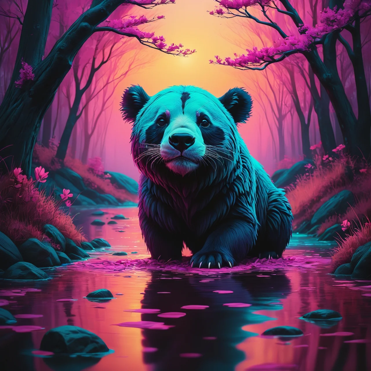 vibrant art by Alena Aenami, digital art, 3D Rendering, Signature"The Animal of Death", masterpiece, Realistic, Yume Kawaii, Offset print, Best quality