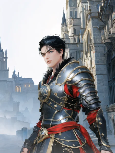 BDOboy, 1boy, intense angle, armor,
(extremely detailed CG unity 8k wallpaper, masterpiece, best quality, ultra-detailed, best shadow, volumetric lighting), High contrast, (best illumination),
mksks style, medieval, castle, outdoors,