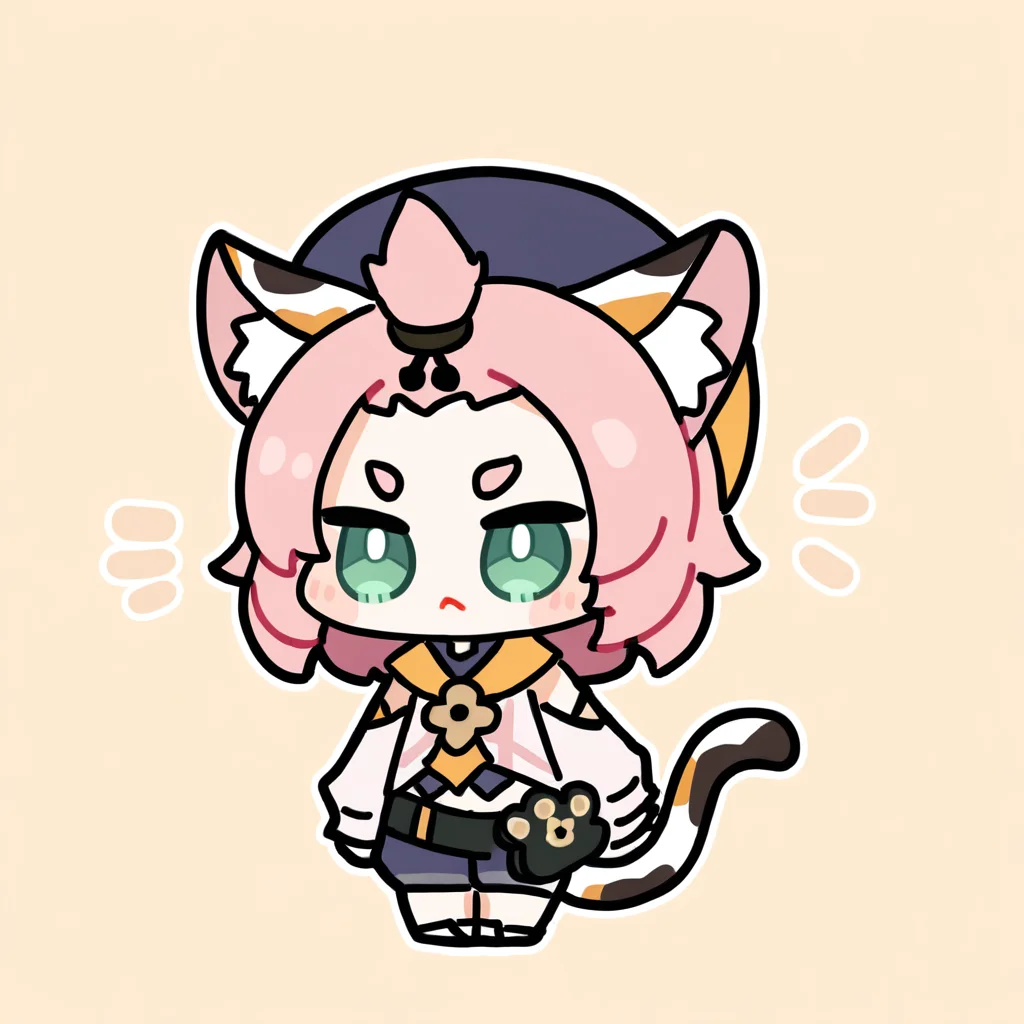 chibi,solo,1girl,diona \(genshin impact\),genshin impact,animal ear fluff,animal ears,cat ears,cat girl,pink hair,short hair,green eyes,cat tail,tail,thick eyebrows,hat
<lora:Oldstore_noob_4:1>,