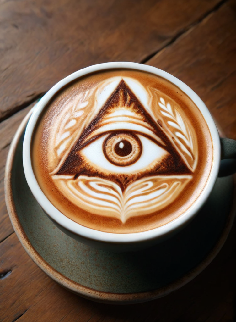 Cappuccino drawing of the all seeing eye from Lord of the Rings <lora:Cappuccino_Style:1>