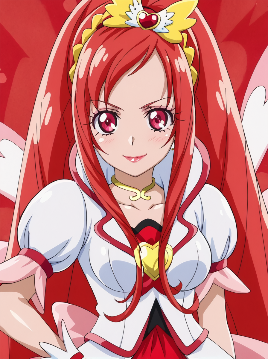 detailed background, shiny skin, posing, 
<lora:cureace.pony:1>,
cureace,
large breasts, 
red background, 
smirk, light blush,