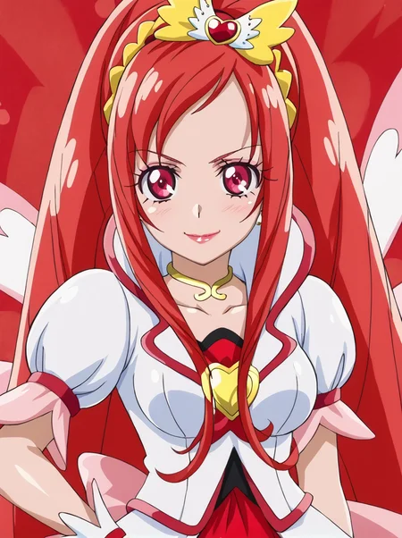 detailed background, shiny skin, posing,
<lora:cureace.pony:1>,
cureace,
large breasts,
red background,
smirk, light blush,