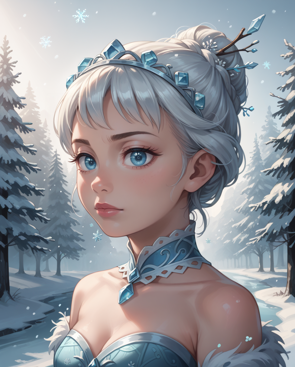 score_9, score_8_up, score_7_up, source anime, uncensored, zPDXL3,
1girl, solo,
a snowy landscape, dark canvas, transparent sparkling snowflakes falling, transparent holographic reflections, surreal scenery created by snowflakes, leaves the viewer speechless, beautiful world, 1girl, detailed eyes, detailed lips, extremely detailed face, long eyelashes, beautiful detailed portrait, elegant, serene expression, winter, high quality, 8k, photorealistic, hyperrealistic, studio lighting, physically-based rendering, vivid colors, cinematic lighting, dramatic lighting, soft lighting, dramatic contrast, glowing snowflakes, icy, frozen, cold, crystal clear, ethereal, dreamlike, mystical, magical, fantasy, concept art