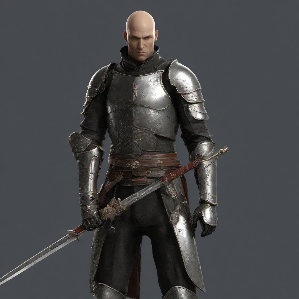 masterpiece,high quality,
 <lora:PE_Hitman47:0.8>  PEHitman,
wearing knight armor,holding a sword