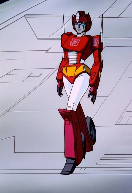 robot planet in space
score_8_up <lora:Transformers 86 FT-000005:1> 1female, autobot, female, all red body, red legs, red head, red armour, small body, petite body, slender form, full body, slim body, slim waist, round large eyes, blue eyes, short legs, small horns protruding from head, , female lips, happy expression, smiling, curvy limbs,