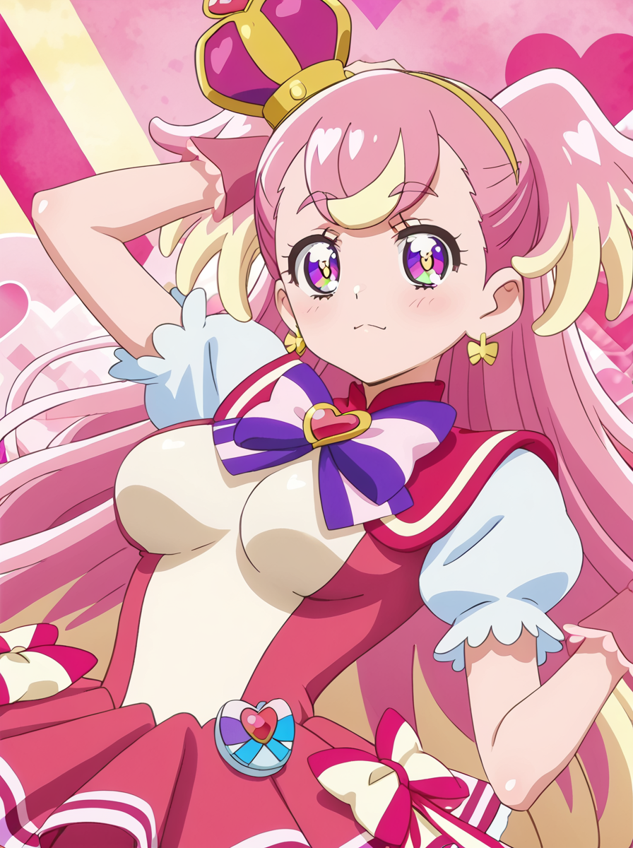 detailed background, shiny skin, posing,
<lora:curewonderful.pony:1.0>, 
curewonderful,
large breasts,, sexually suggestive, sexually aroused, light blush,