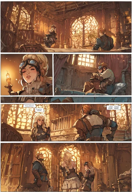 score_9, score_8_up, score_7_up,source_anime,anime coloring,perfect anatomy,cinematic_shadow,detailed_skins,
BREAK
<lora:ekho:1>ekho, comic, 1girl, 1boy, blonde hair, english text, brown hair, gloves, boots, breasts, goggles, web address, facial hair, long hair, indoors