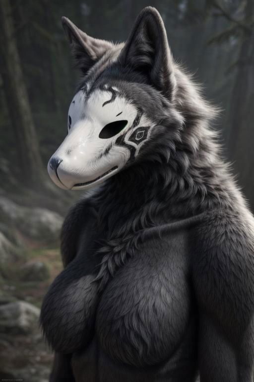 ASCII real e621, photorealistic, masterpiece, (((blank canine furred face, face markings, no face, faceless mouthless)), fluffy tail, naked furred body,