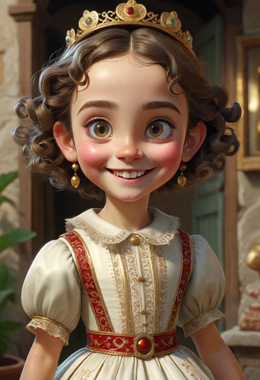 (((masterpiece:1.7))), (((randomly picked cute female child_1.8))), (smiling and happy:1.5),  (full-body shot:2), (randomly picked traditional female costume of Calabria from Arbereshe Community), filigree, 8k, cartoon digital illustration, cute big pixar reflective eyes, unreal engine cinematic smooth, dreamlike, intricate detail, oil on canvas by Mark Ryden, golden ratio, perfect composition, UE5, trending on artstation and cgsociety, soft natural volumetric cinematic perfect light, award-winning photograph, by Anno1313 art style, --chaos