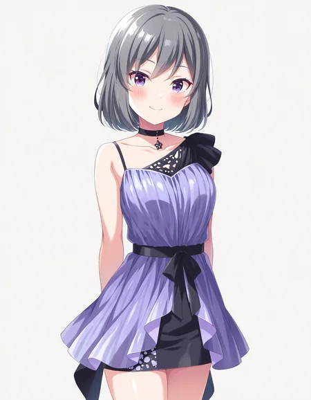 1girl, solo, cowboy shot, kanzaki rio, idoly pride, purple idol costume, standing, arms behind back, looking at viewer, smile, blush, (simple background, white background), BREAK, <lora:iRio:0.72>,
very aesthetic, high definition, amazing quality, masterpiece, best quality, highres, absurdres, sensitive, newest, anime screenshot, screencap