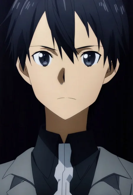 high resolution, professional photography, solo, best quality, 1Boy, Kazuto Kirigaya, Black Hair, Black Eyes, cool, Mysterious black background, Movie lighting, a sense of atmosphere, OverallDetail