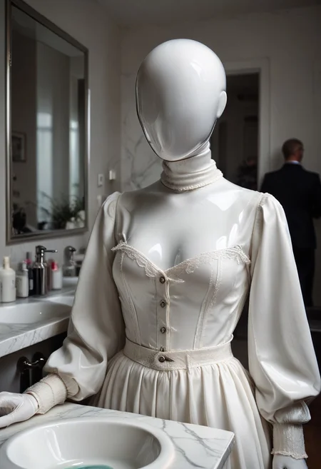 score_9, score_8_up, score_7_up, rating_safe, concept art, realistic, Fixhand.
1girl, solo, DroneFace, Mirror Face.
((Porcelain body))