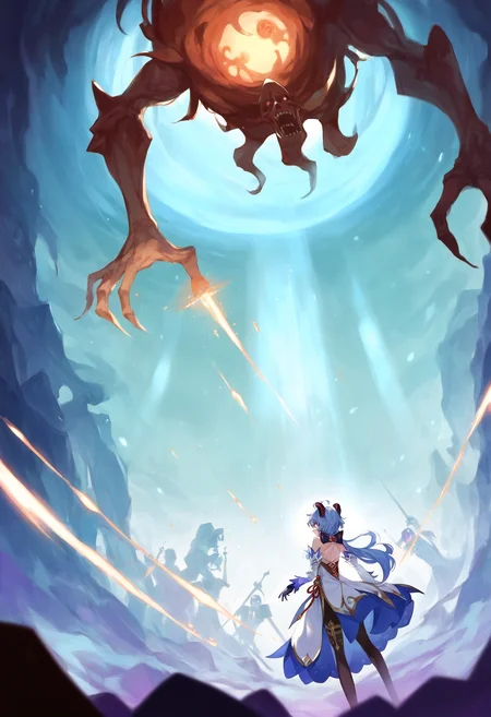 score_9, score_8_up, score_7_up, 1girl, ud_zombie, ganyu_\(genshin_impact\), genshin_impact, blue_hair, purple_eyes, looking away, underlit, creepy glow, aurora, northern lights, hentai, fbf.safetensors, <lora:test\fbf.safetensors:1.0>