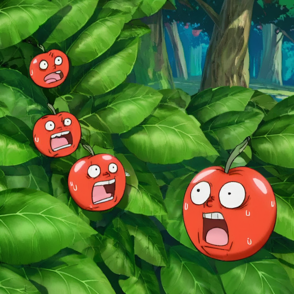 <lora:sapple_SDXL-000006:1>
sapple,outdoors, tree,screaming, apple face,
blank eyes, wide-eyed, clenched teeth, blush, day, pokemon (creature), sweat, food focus, colored skin,
best quality, high quality, highres, masterpiece,