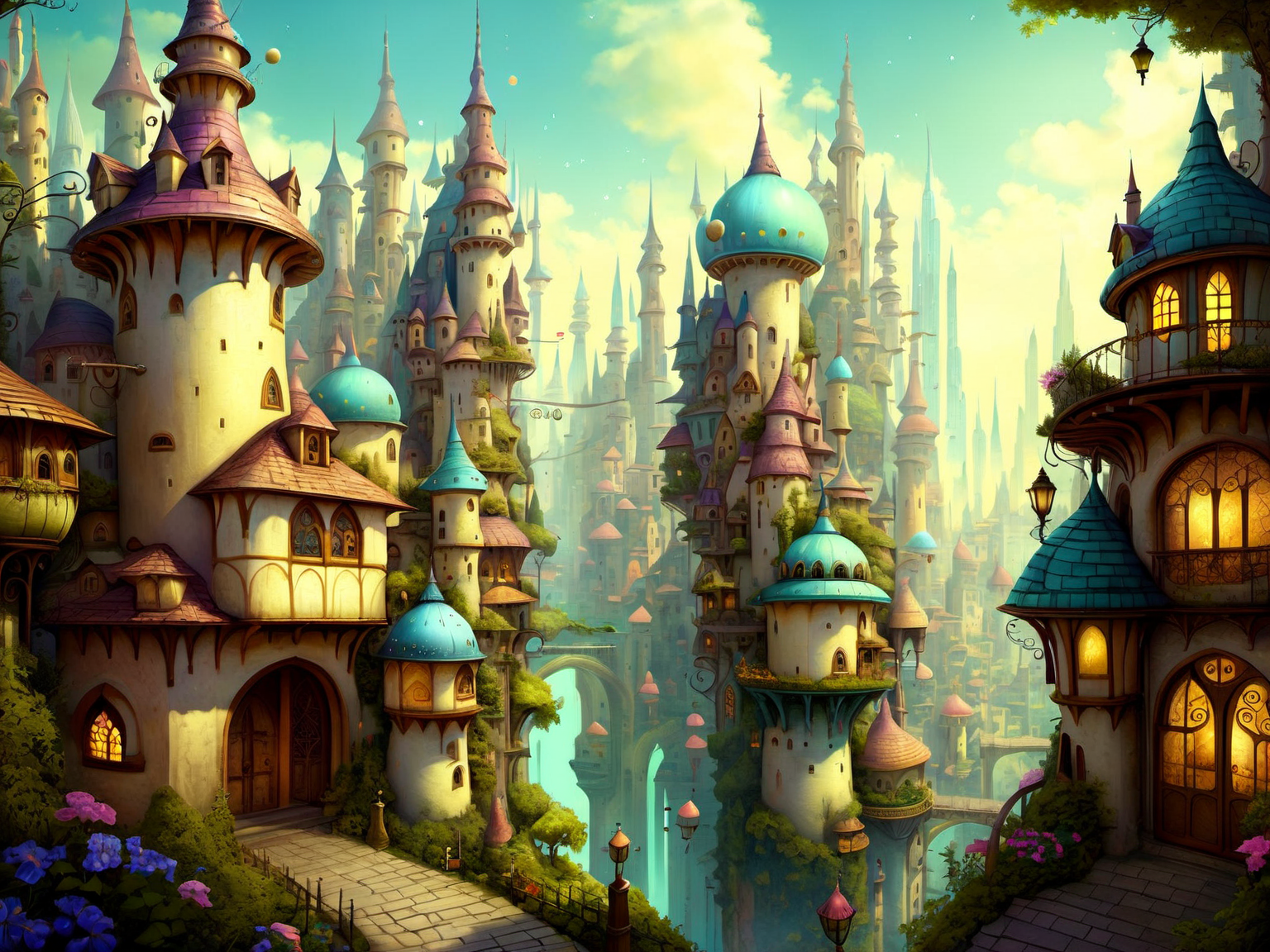 <lora:MagicAI:.9>   FairyTaleAI   city , Highly detailed, sci fi fantasy setting, intricate detailed background