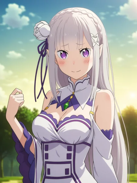 <lora:Emilia_PonyV0.1:1>, em_rezero 1girl