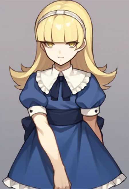 score_9, score_8_up, score_7_up, source_anime BREAK 1girl, solo,
<lora:zs_FEEchoesPortraitsXL:1> echoesportraits, cowboy shot, solo, white background,
<lora:zs_AliceXL:1> alicesmt, dress, long hair, blonde hair, hairband, blunt bangs, puffy sleeves, blue dress, yellow eyes,