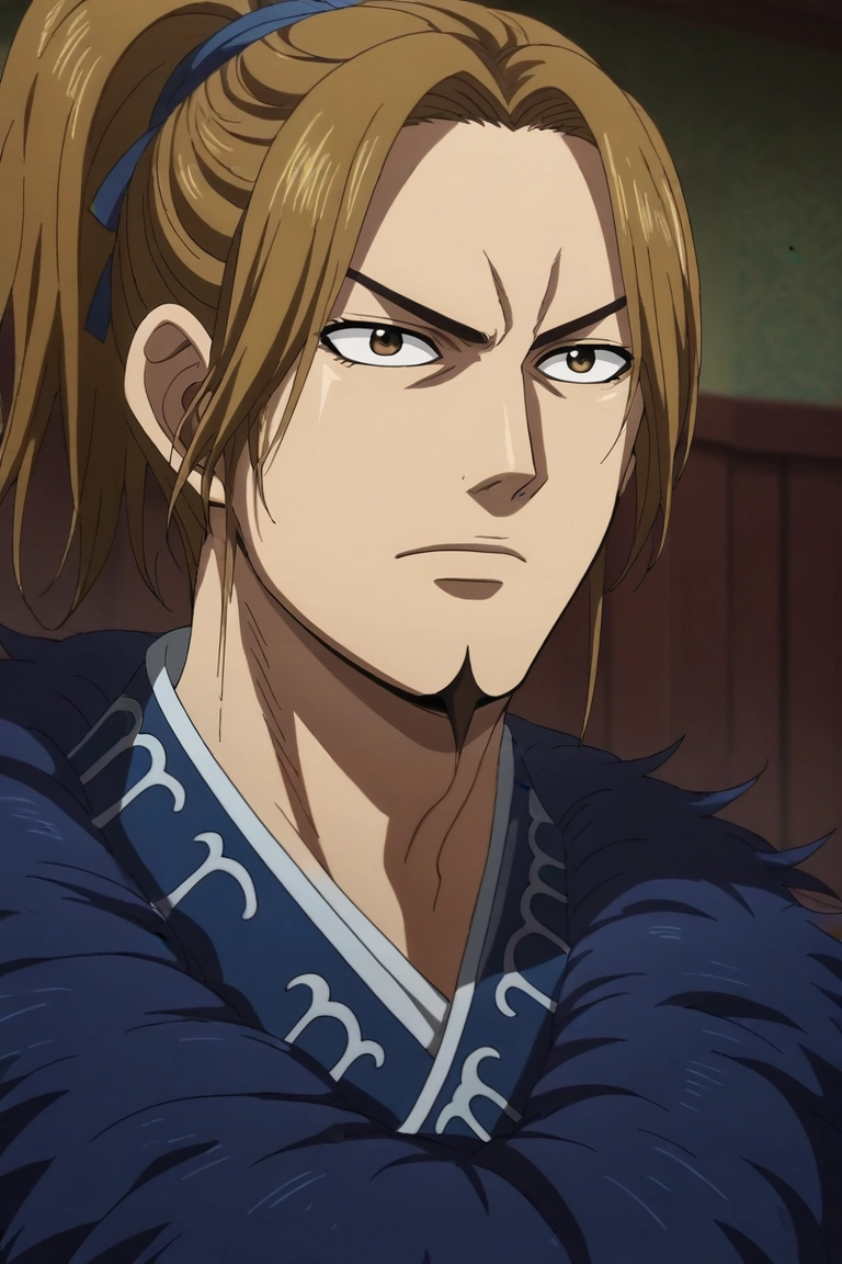 score_9, score_8_up, score_7_up, source_anime, rating_safe, intricate details, anime screencap, anime coloring, official style, , depth of field, 1boy, solo, male focus, <lora:li_mu_pony:1>, li_mu, brown hair, brown eyes, long hair, ponytail, facial hair, goatee, , , <lora:sdxl_lightning_8step_lora:1>
