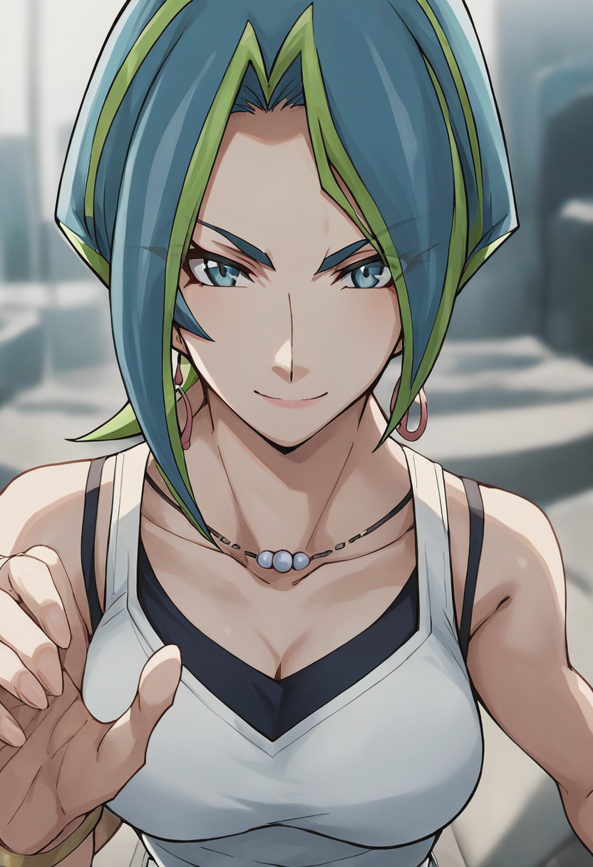 source_anime, high_resolution, score_9, score_8_up, score_7_up, 1girl, queen_yugioh, solo, looking_at_viewer, perfect eyes, Sitting with one hand running through the hair, pov, wide shot, rating_safe, <lora:sdxl\pony diffusion\characters\queen_yugioh_pony:1.0>